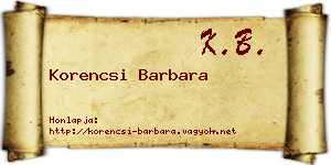 Korencsi Barbara névjegykártya